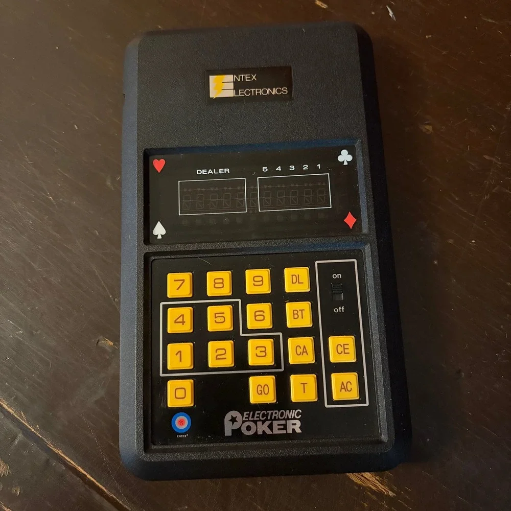 Vintage 1979 Entex Electronic Poker Handheld Game 6005 VFD Display Japan Works
